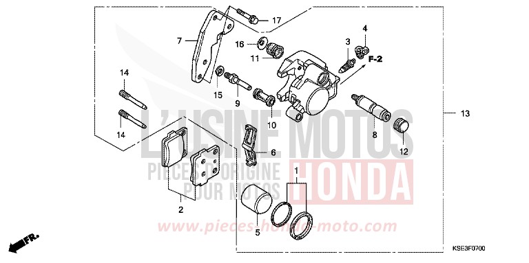 FRONT BRAKE CALIPER for CRF150R "Big wheels" EXTREME RED (R292) from 2012